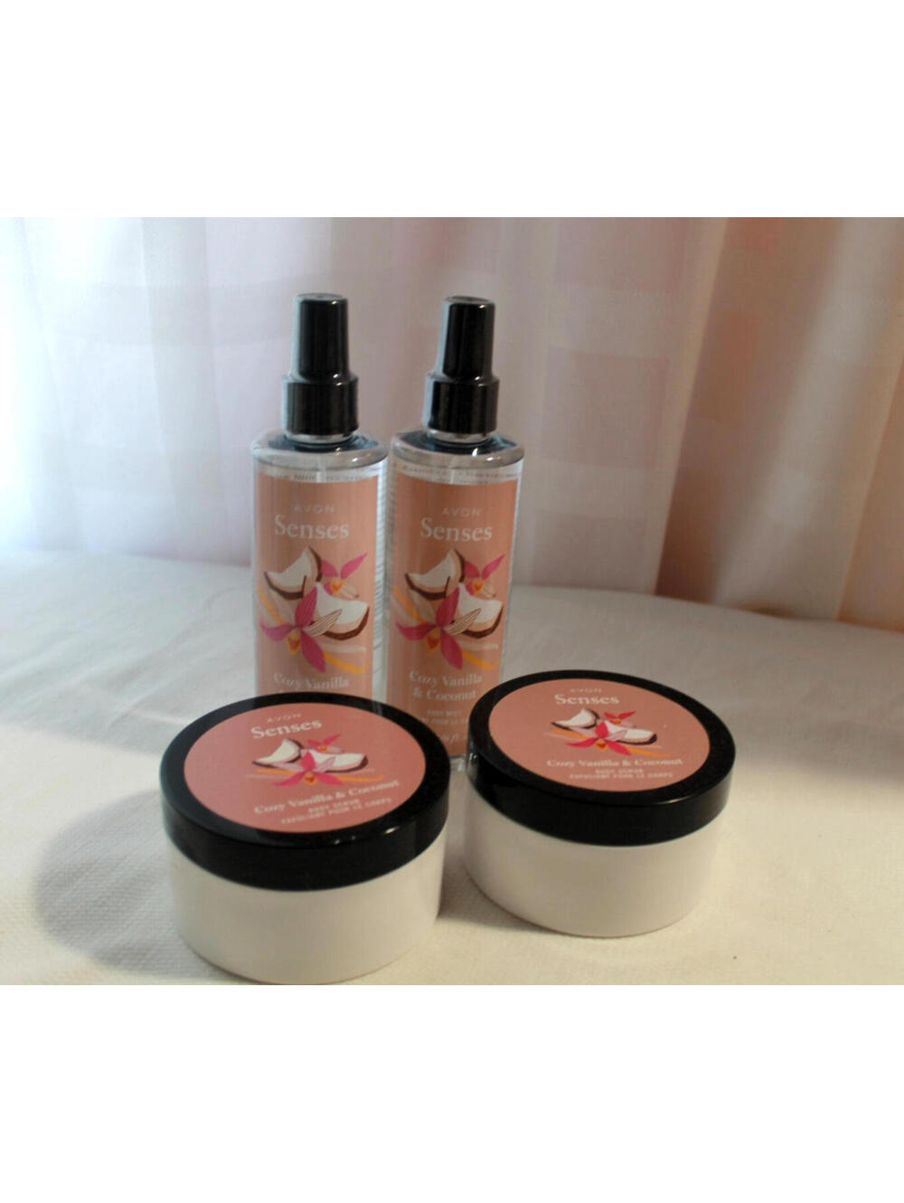 Avon Senses Cozy Vanilla & Coconut Body Care Lot ~ Mist & Scrub